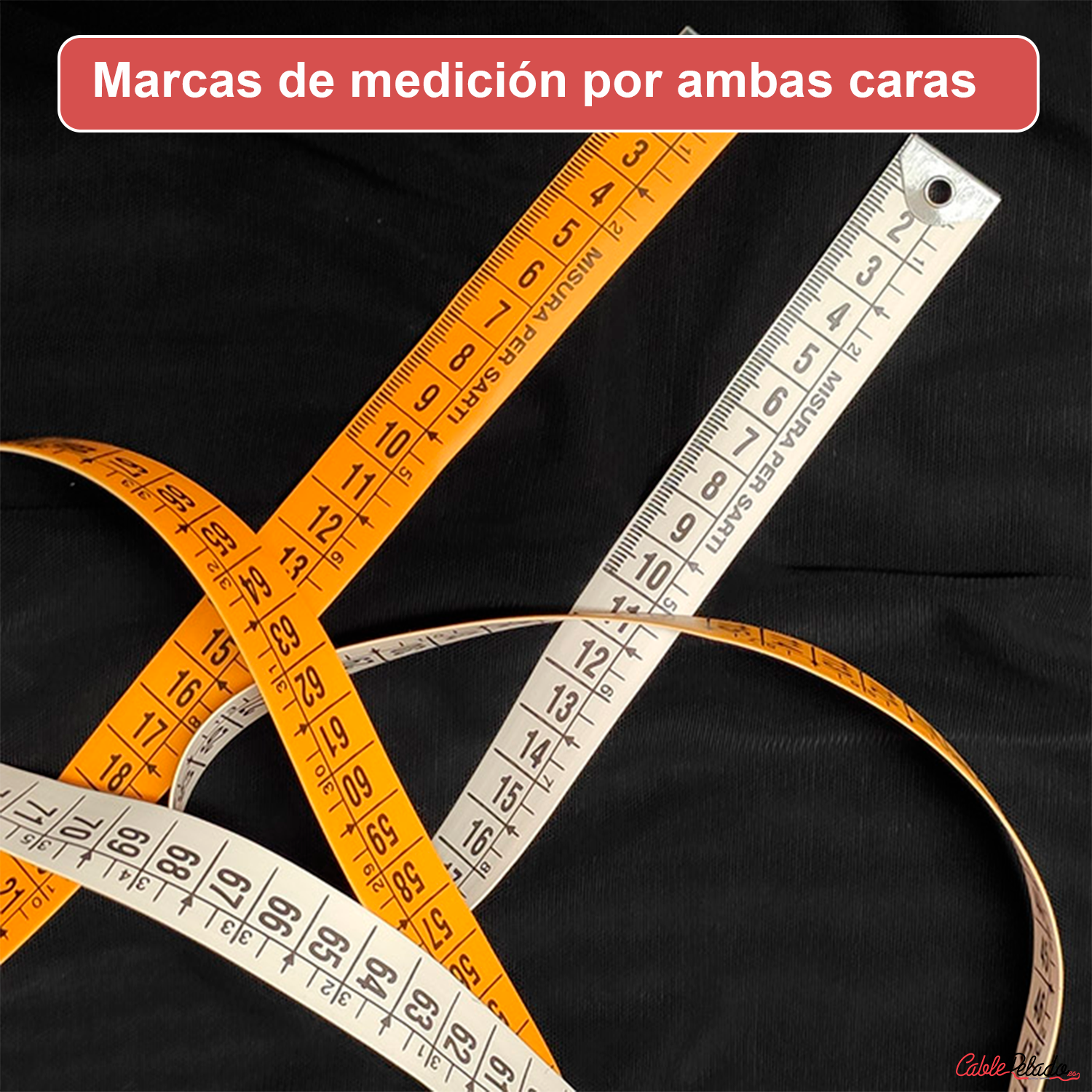 Metro Para Costura Profesional Doble Graduación 1.5 M Naranja