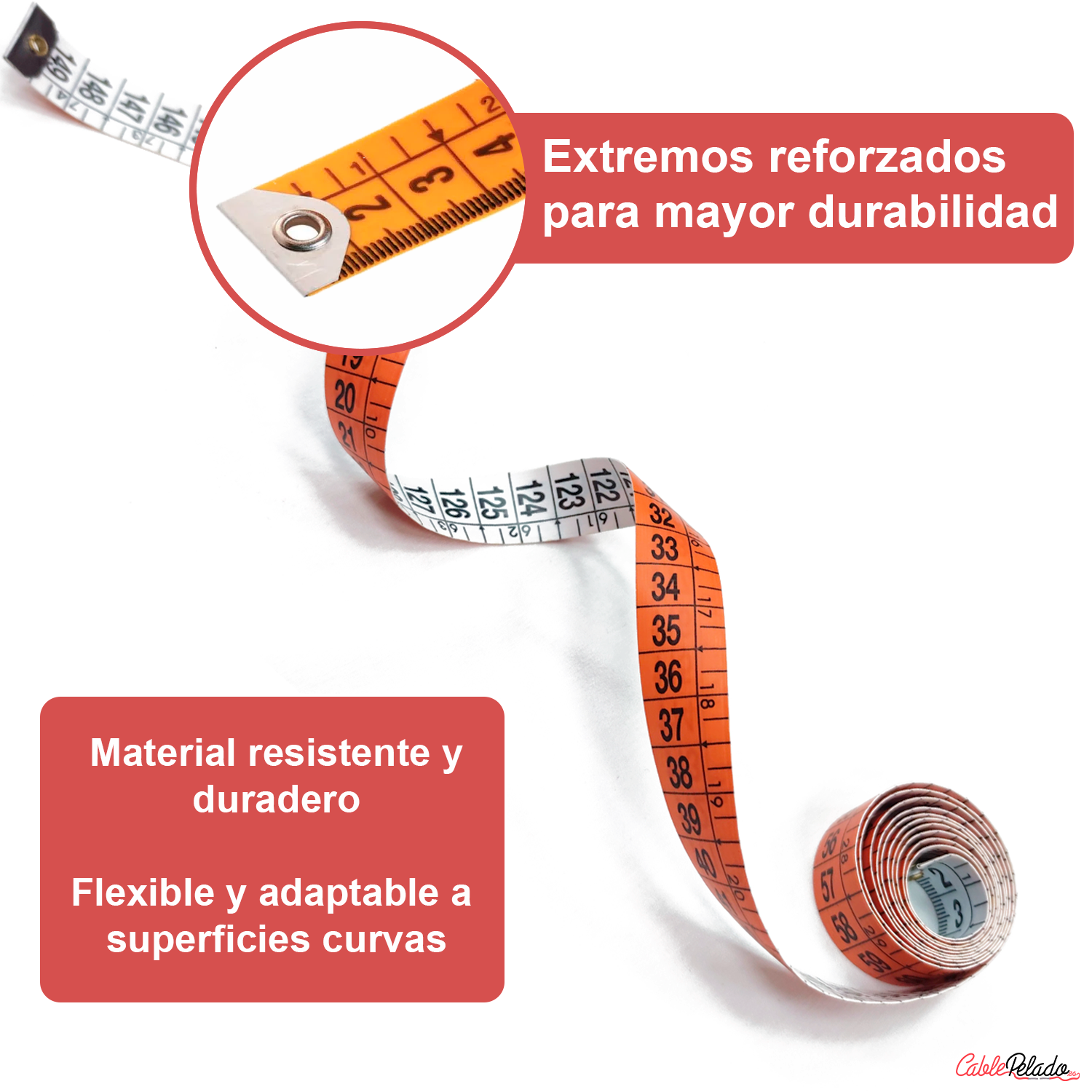 Metro Para Costura Profesional Doble Graduación 1.5 M Naranja