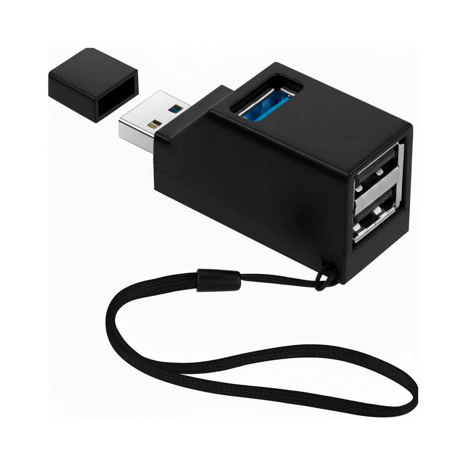 Mini Hub 3 Puertos 2 USB 2.0 Mas 1 USB 3.0  Negro