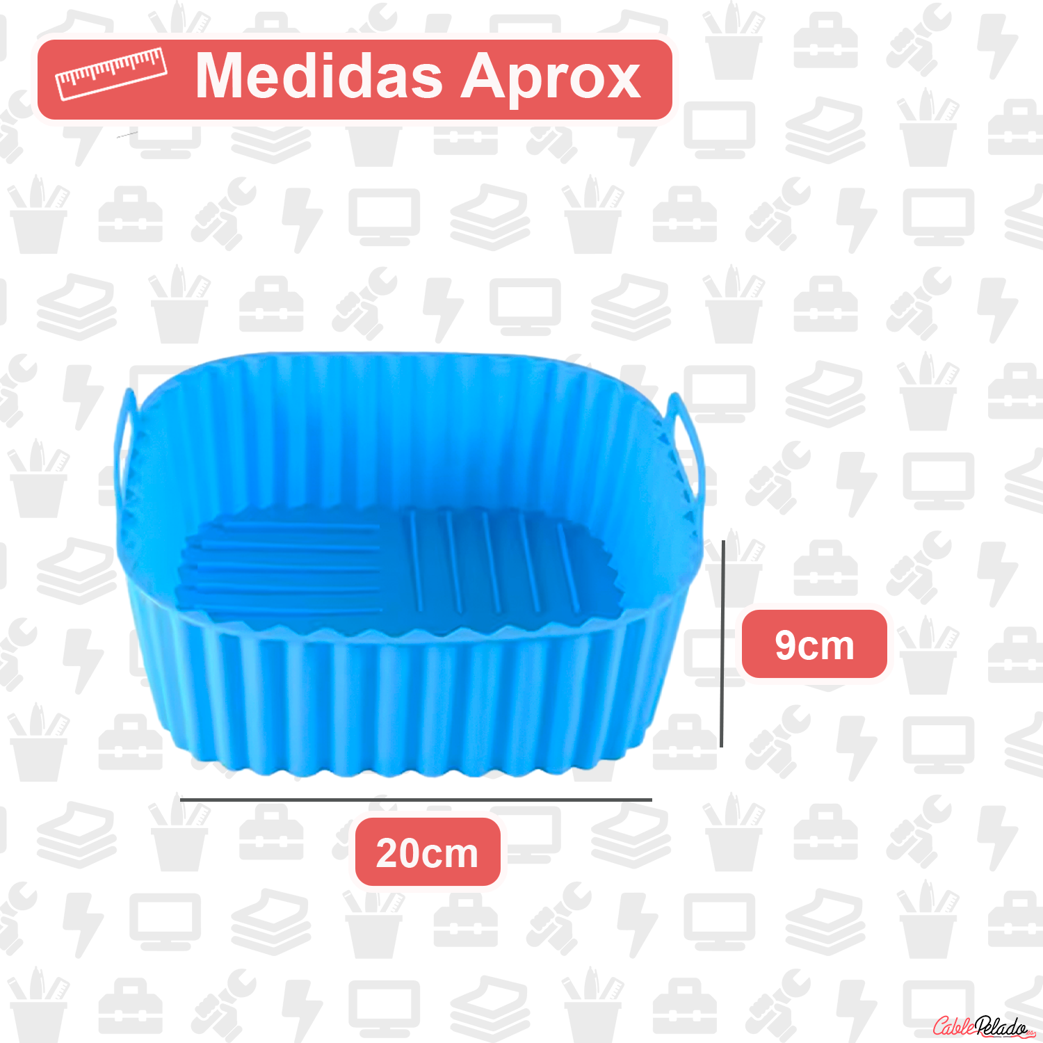 Molde Silicona Cuadrado Para Freidora De Aire 20 cm Azul claro