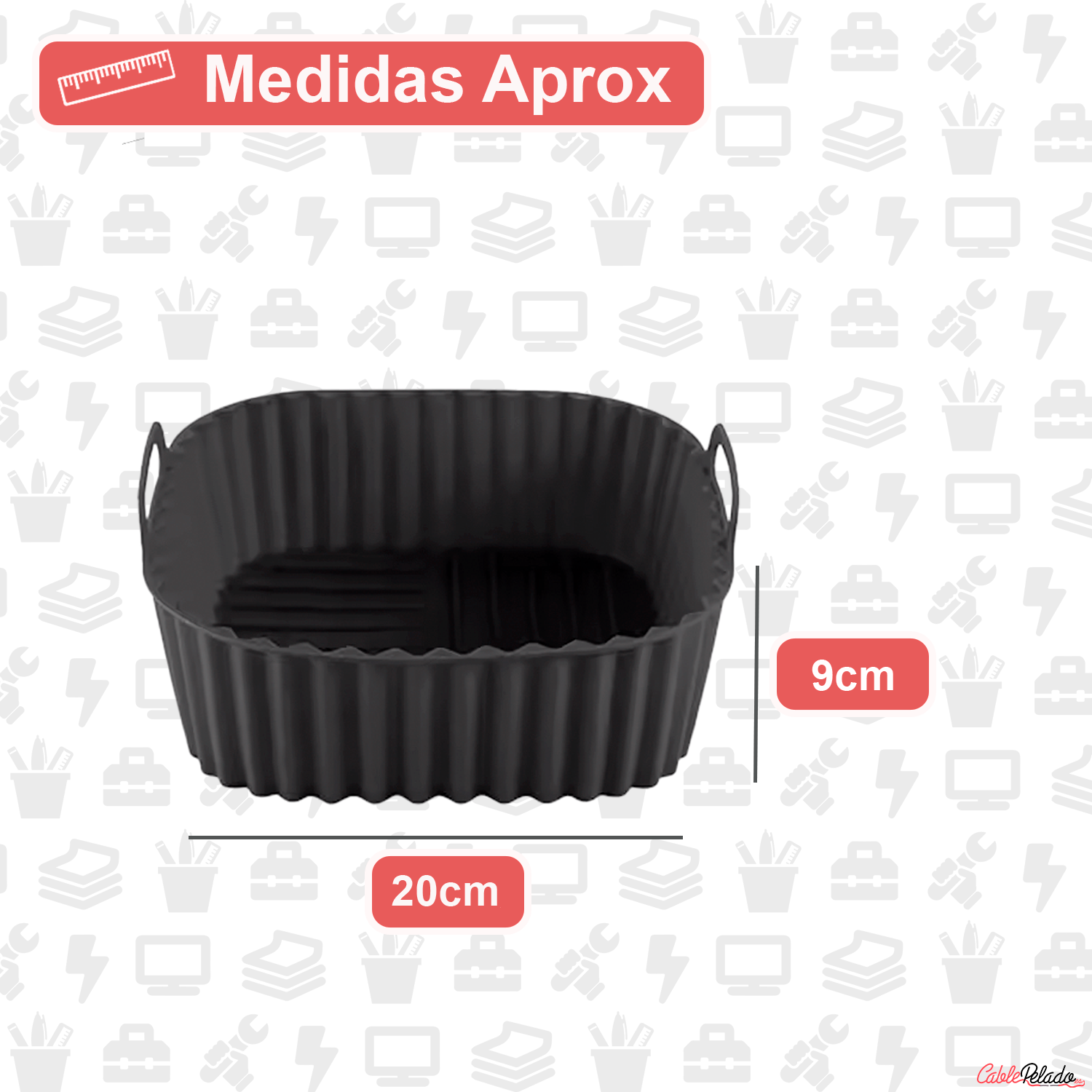 Molde Silicona Cuadrado Para Freidora De Aire 20 cm Negro