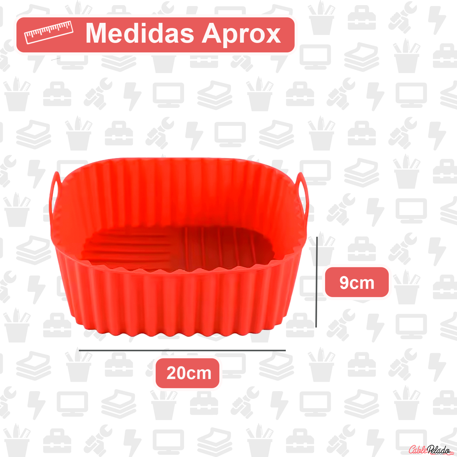 Molde Silicona Cuadrado Para Freidora De Aire 20 cm Rojo