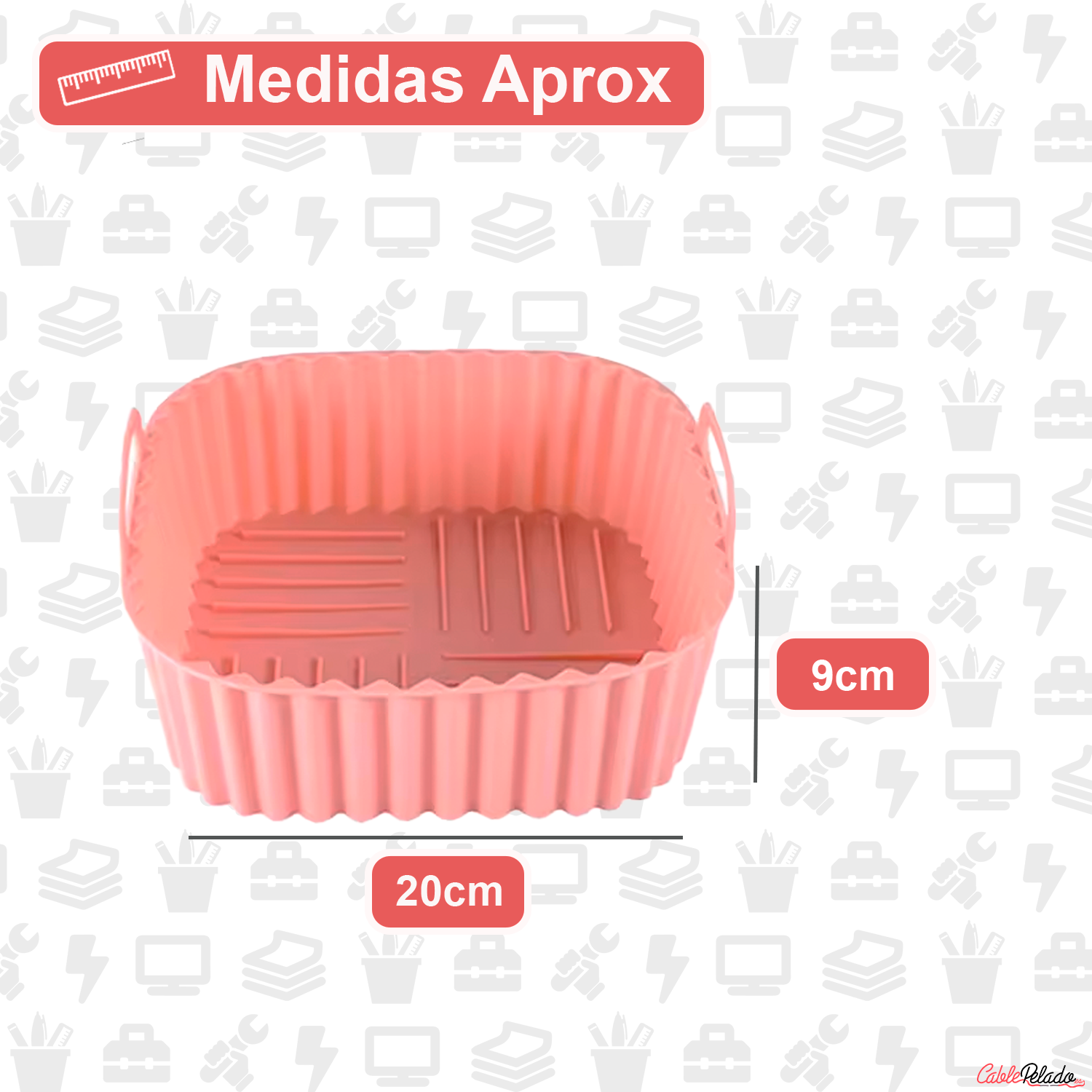 Molde Silicona Cuadrado Para Freidora De Aire 20 cm Rosa