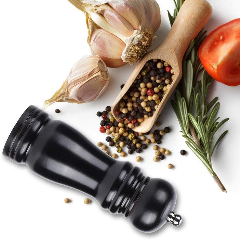 Molinillo madera de cocina pimentero 15 cm Negro