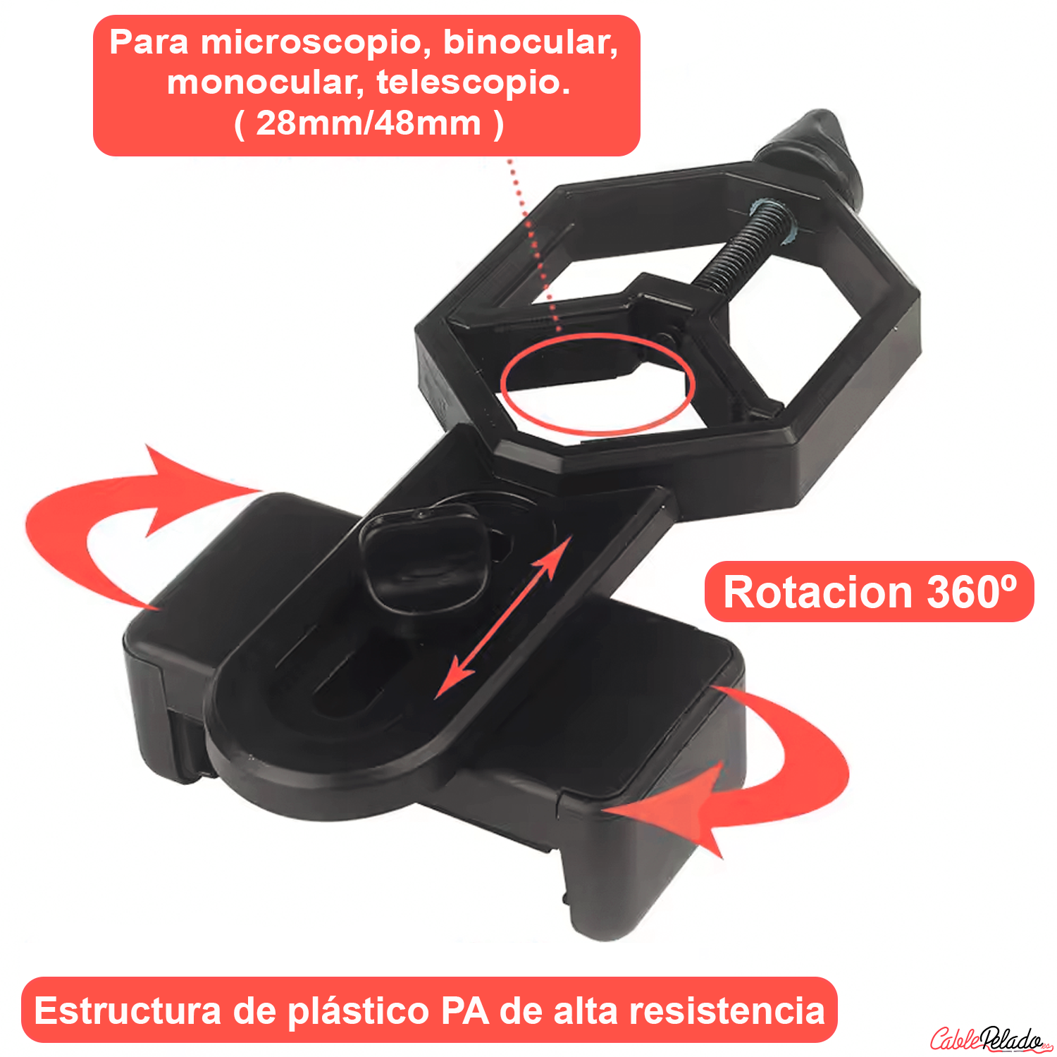 Montura de Adaptador de Telescopio para Teléfono Móvil  Negro