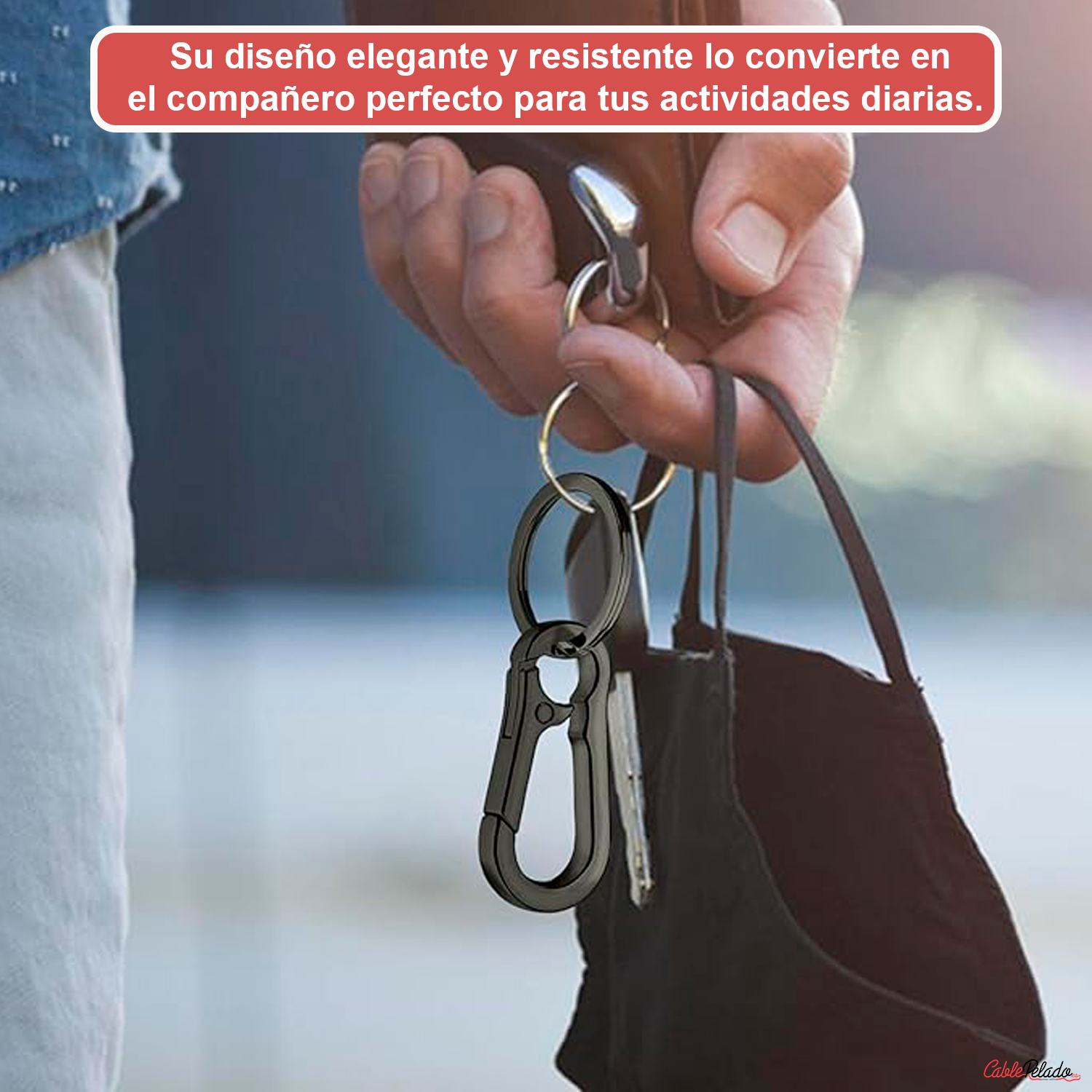 Mosquetón De Aleación De Zinc Con Llavero y Clips De Liberación Rápida  Negro