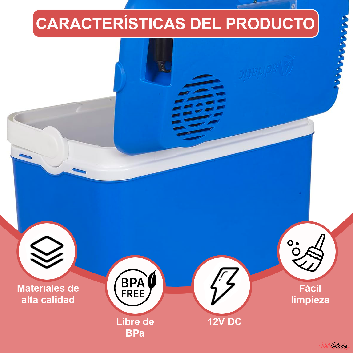 Nevera Portatil Eléctrica 24 Litros Azul