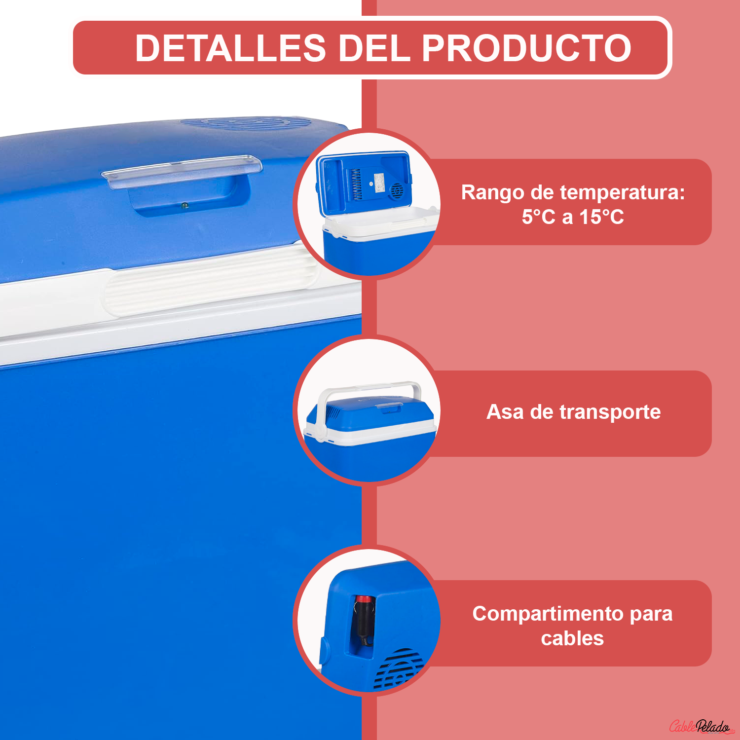Nevera Portatil Eléctrica 24 Litros Azul