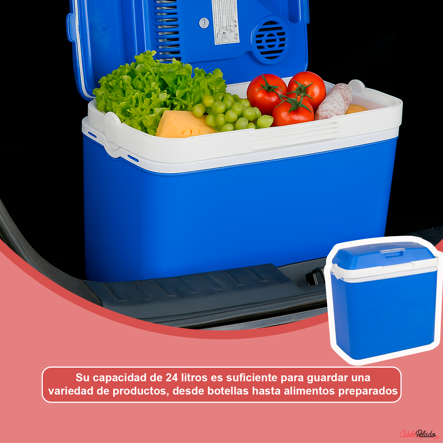 Nevera Portatil Eléctrica 24 Litros Azul