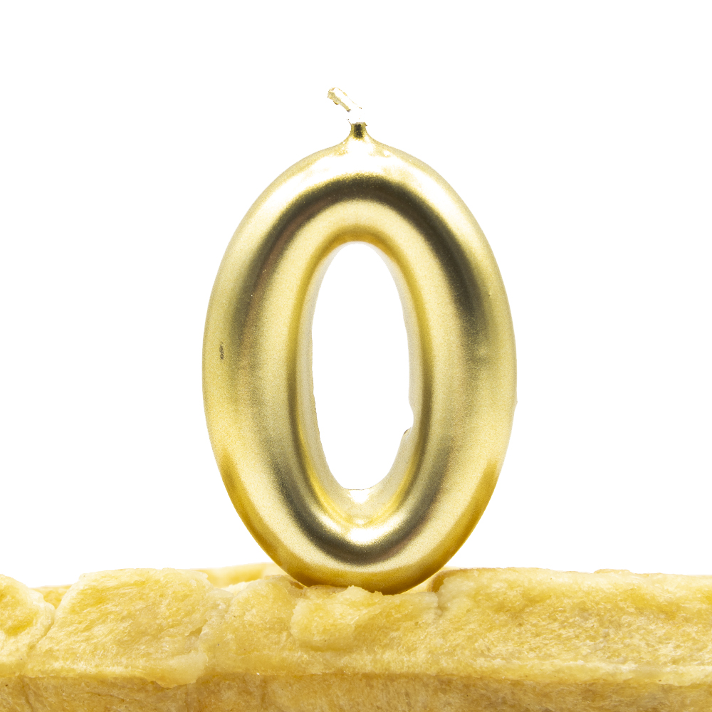 Numero 0 vela cumpleaños 6 cm Dorado