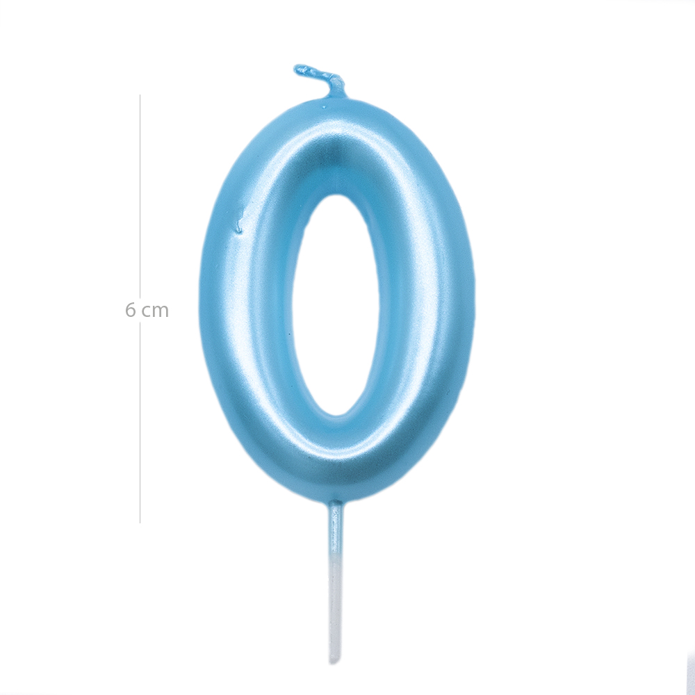 Numero 0 vela de cumpleaños 6 cm Azul claro