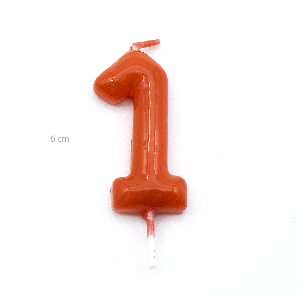 Numero 1 vela cumpleaños 6 cm Rojo