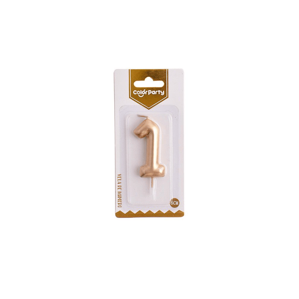 Numero 1 vela cumpleaños 6 cm Dorado