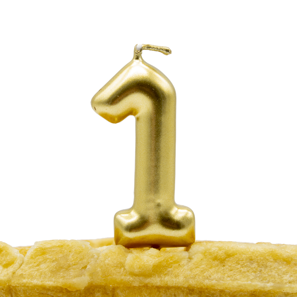 Numero 1 vela cumpleaños 6 cm Dorado