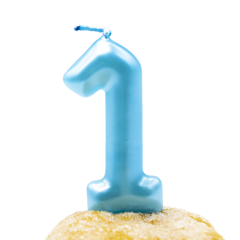 Numero 1 vela de cumpleaños 6 cm Azul claro