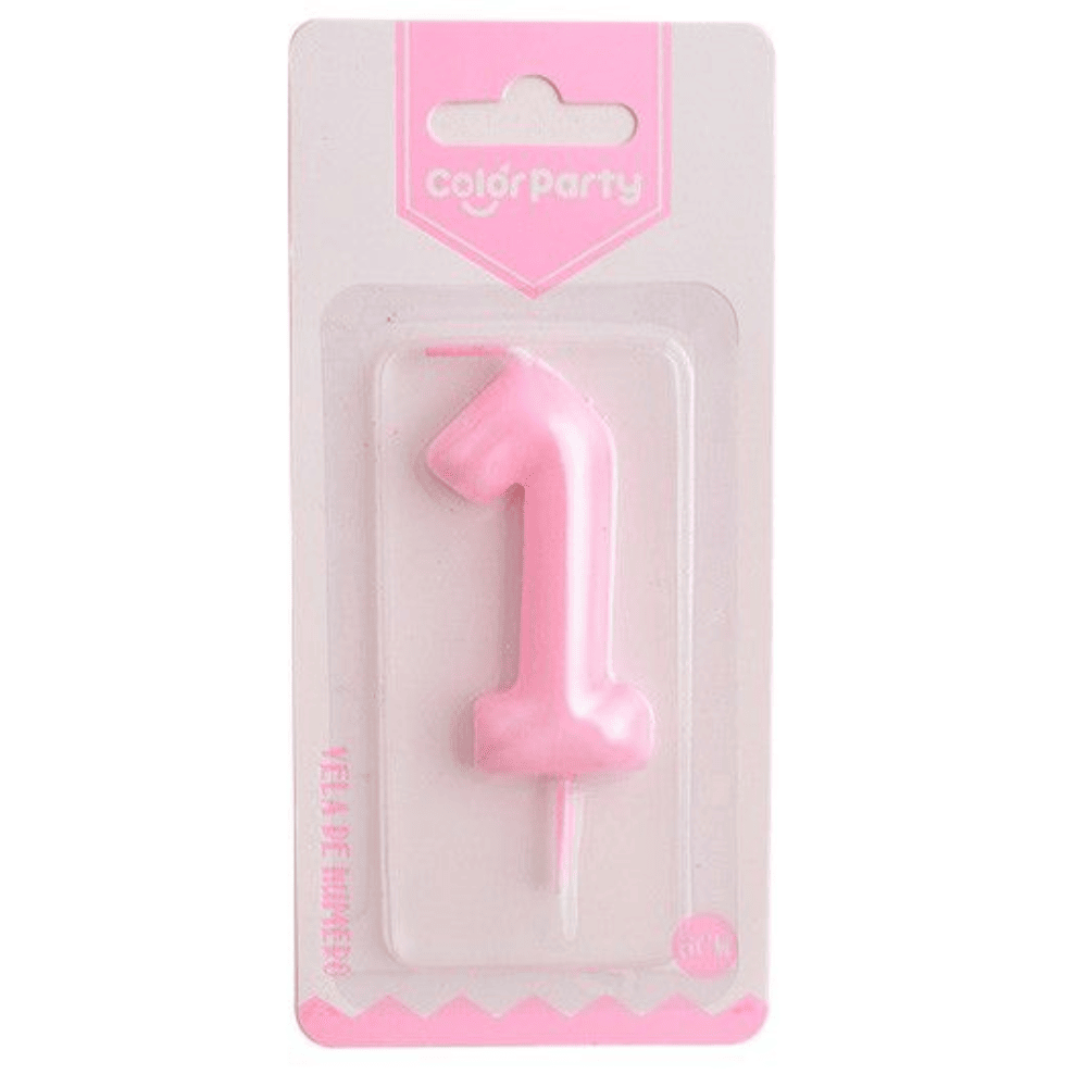 Numero 1 vela de cumpleaños 6 cm Rosa claro