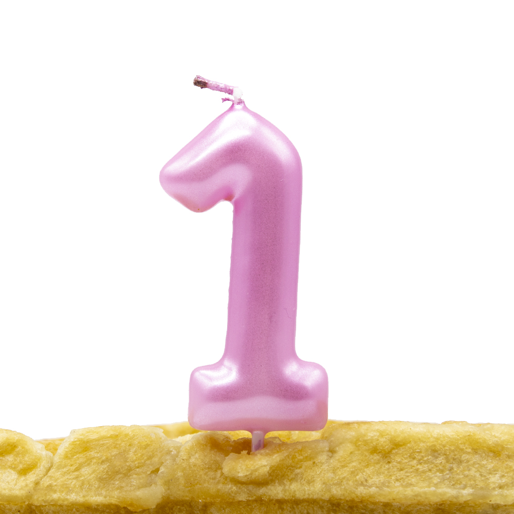Numero 1 vela de cumpleaños 6 cm Rosa claro