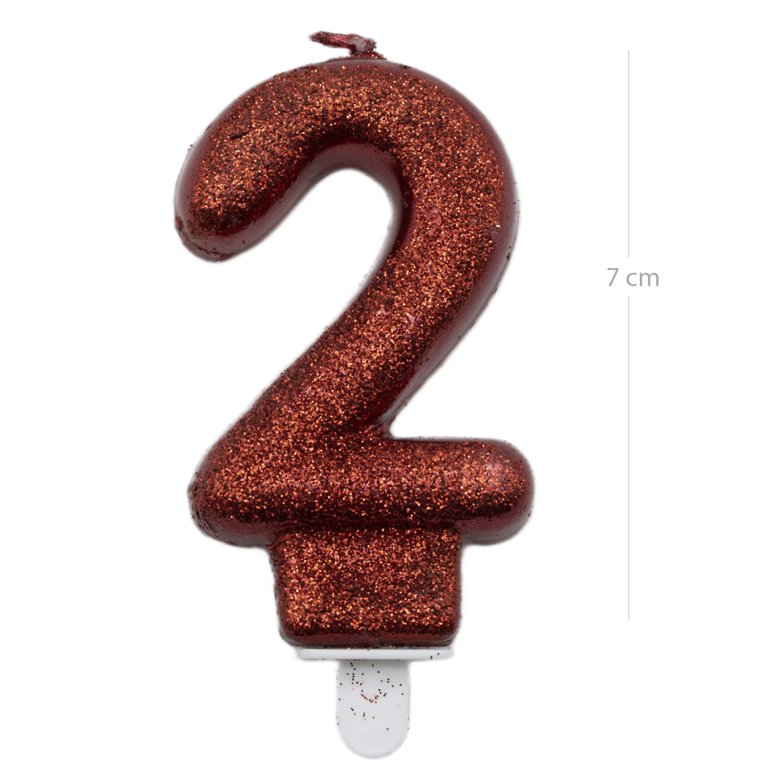 Numero 2 vela cumpleaños 7 cm Rojo