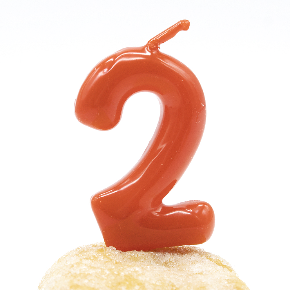 Numero 2 vela cumpleaños 6 cm Rojo