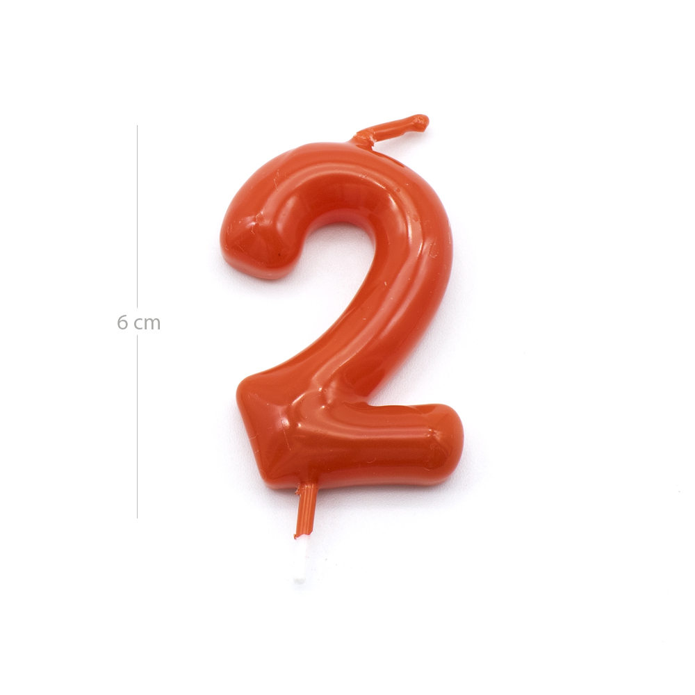Numero 2 vela cumpleaños 6 cm Rojo