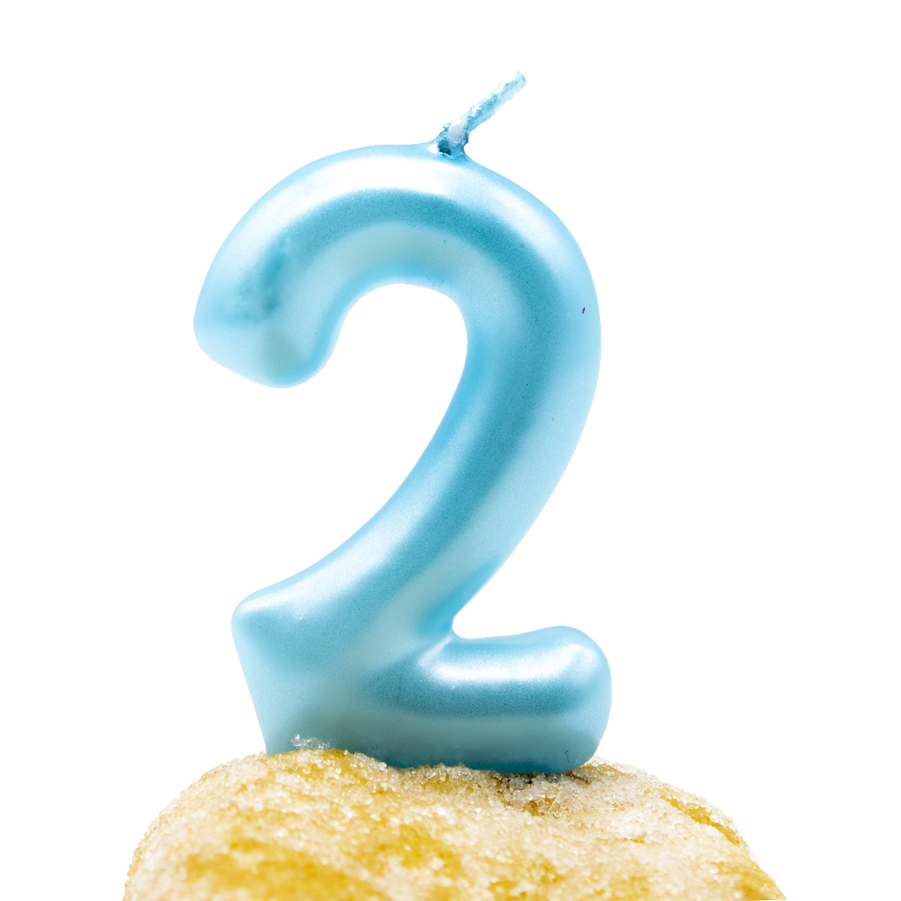 Numero 2 vela de cumpleaños 6 cm Azul claro