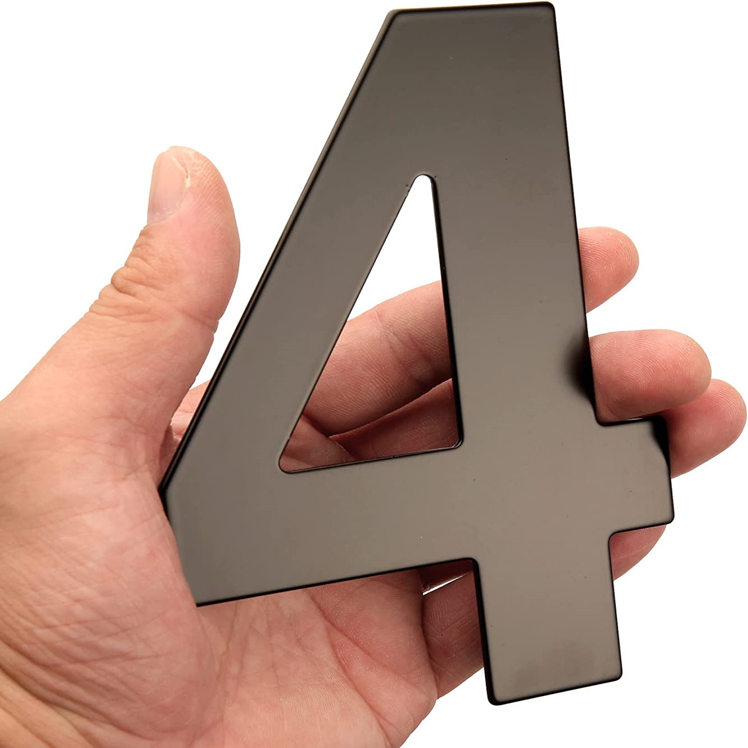 Numero 4 en acero inoxidable 152 mm Negro