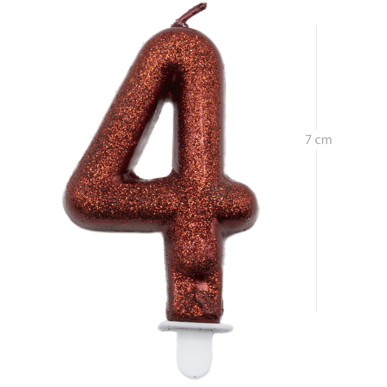 Numero 4 vela cumpleaños 7 cm Rojo