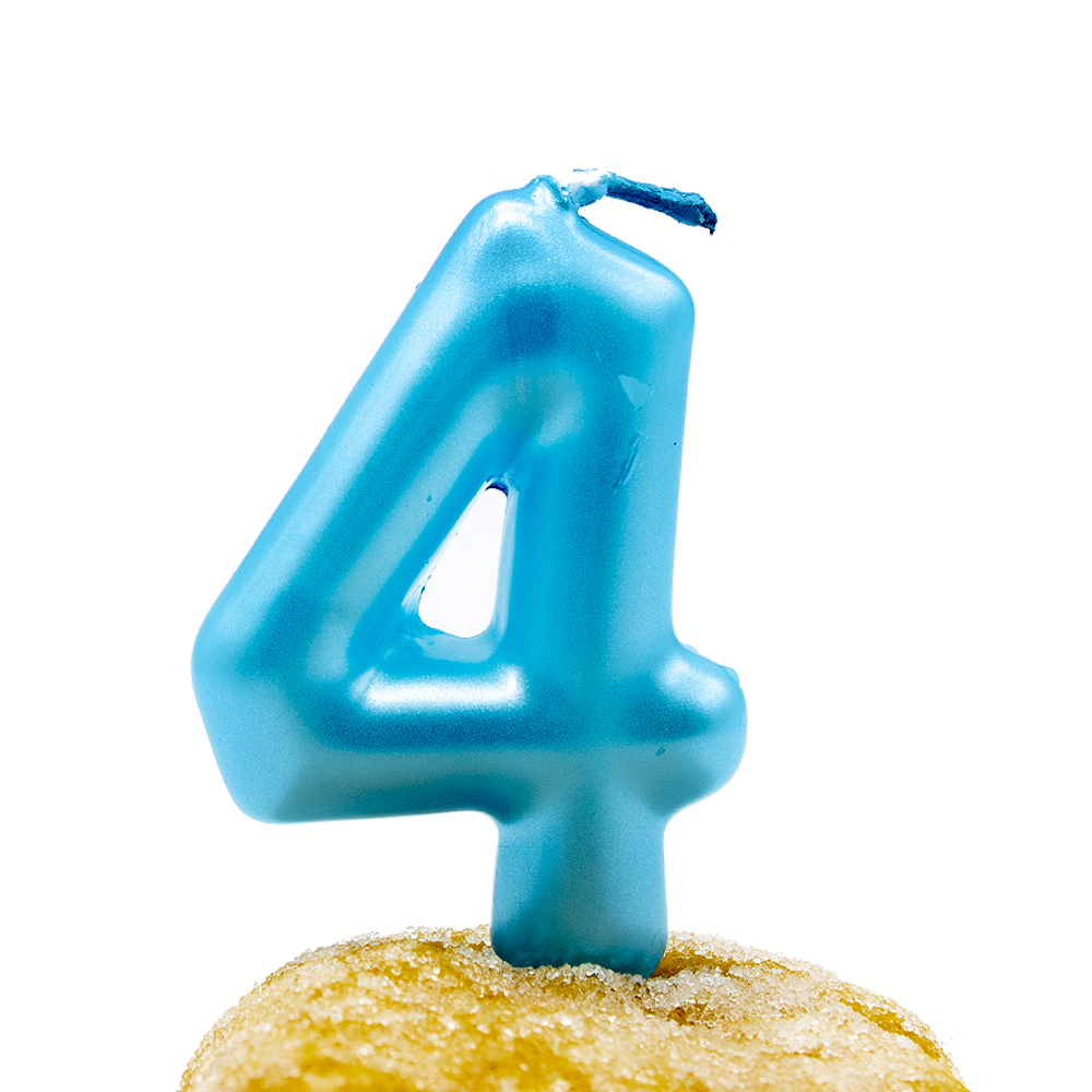 Numero 4 vela de cumpleaños 6 cm Azul claro