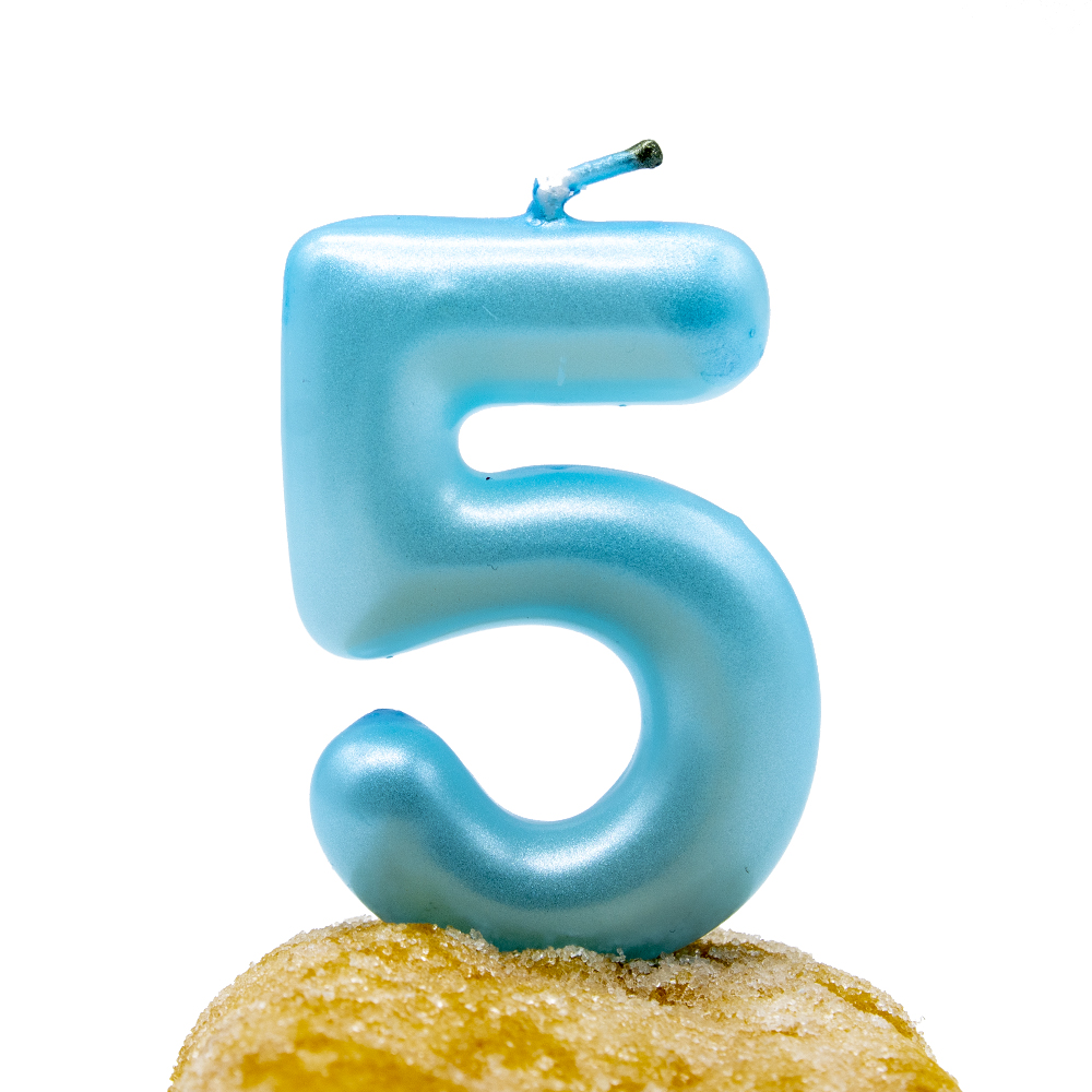 Numero 5 vela de cumpleaños 6 cm Azul claro