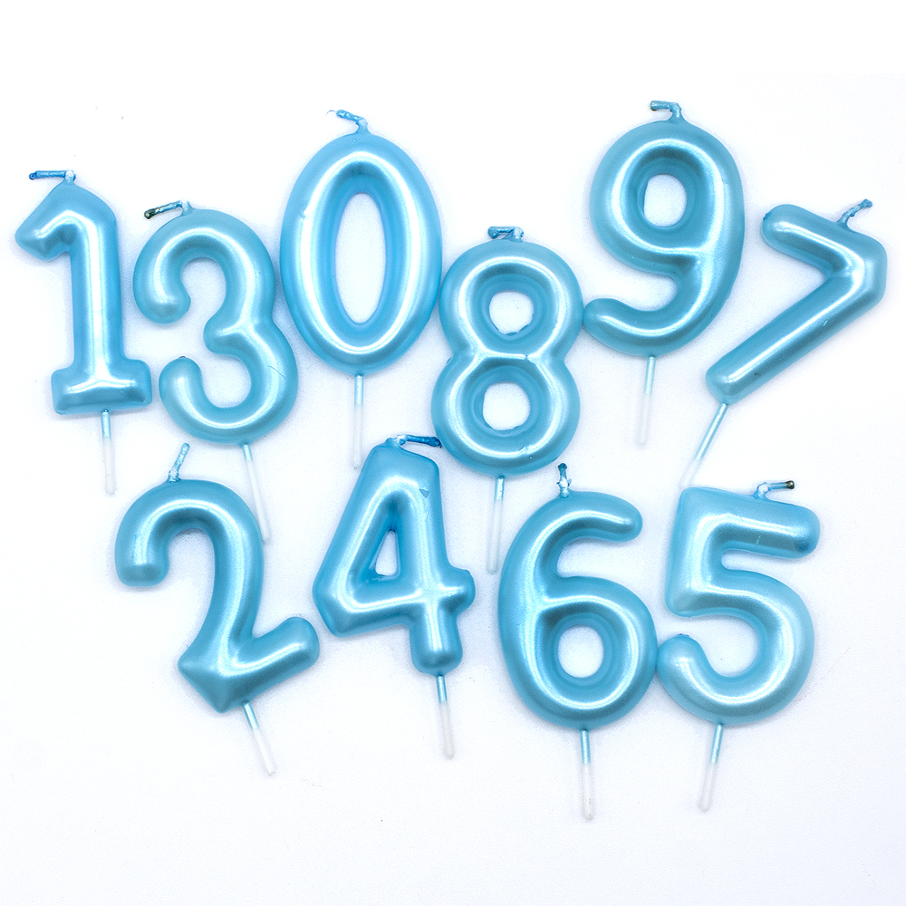 Numero 5 vela de cumpleaños 6 cm Azul claro