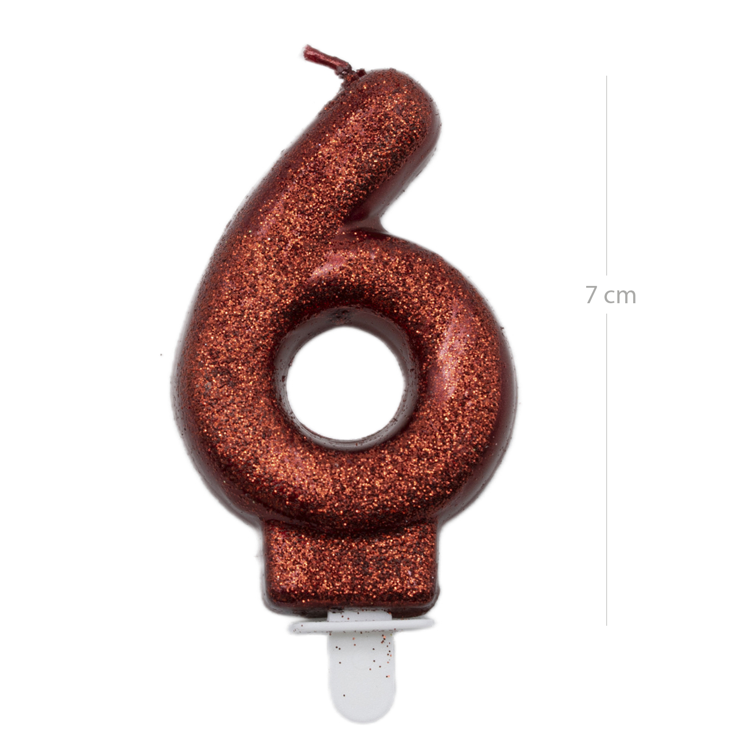 Numero 6 vela cumpleaños 7 cm Rojo