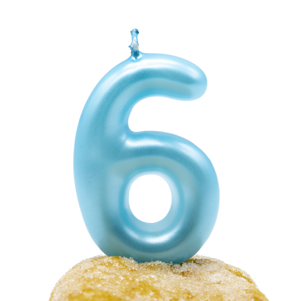 Numero 6 vela de cumpleaños 6 cm Azul claro