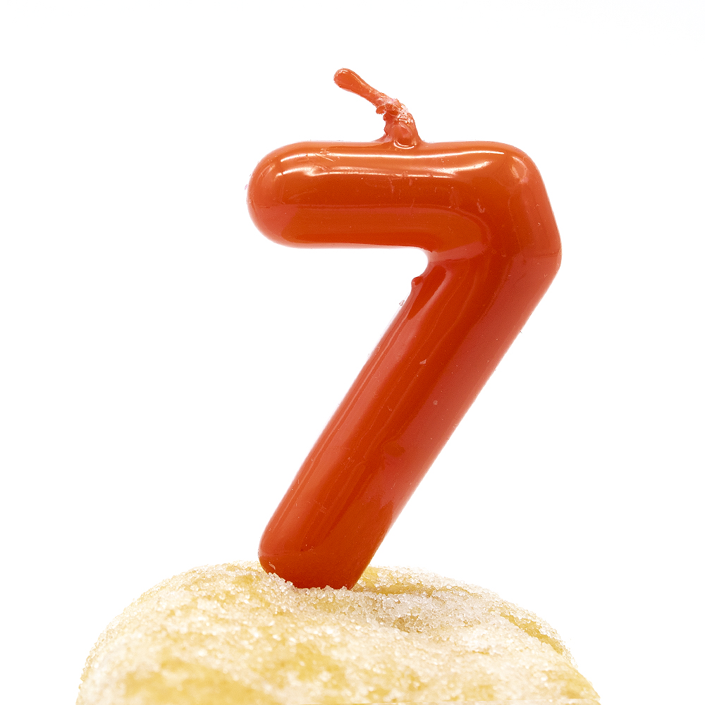 Numero 7 vela cumpleaños 6 cm Rojo