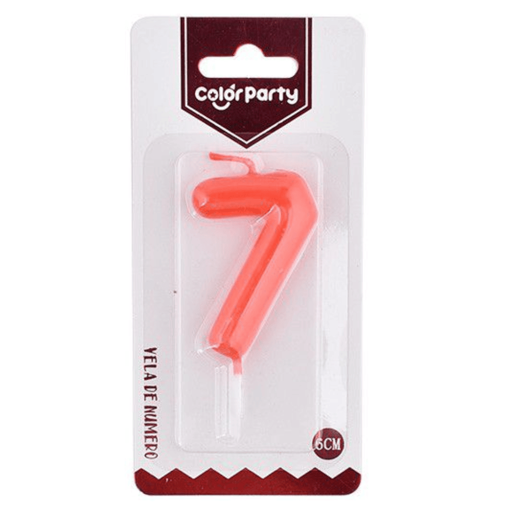 Numero 7 vela cumpleaños 6 cm Rojo