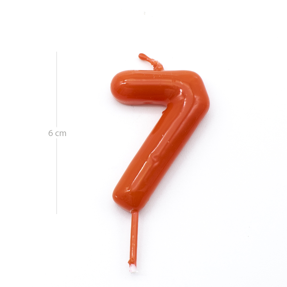 Numero 7 vela cumpleaños 6 cm Rojo