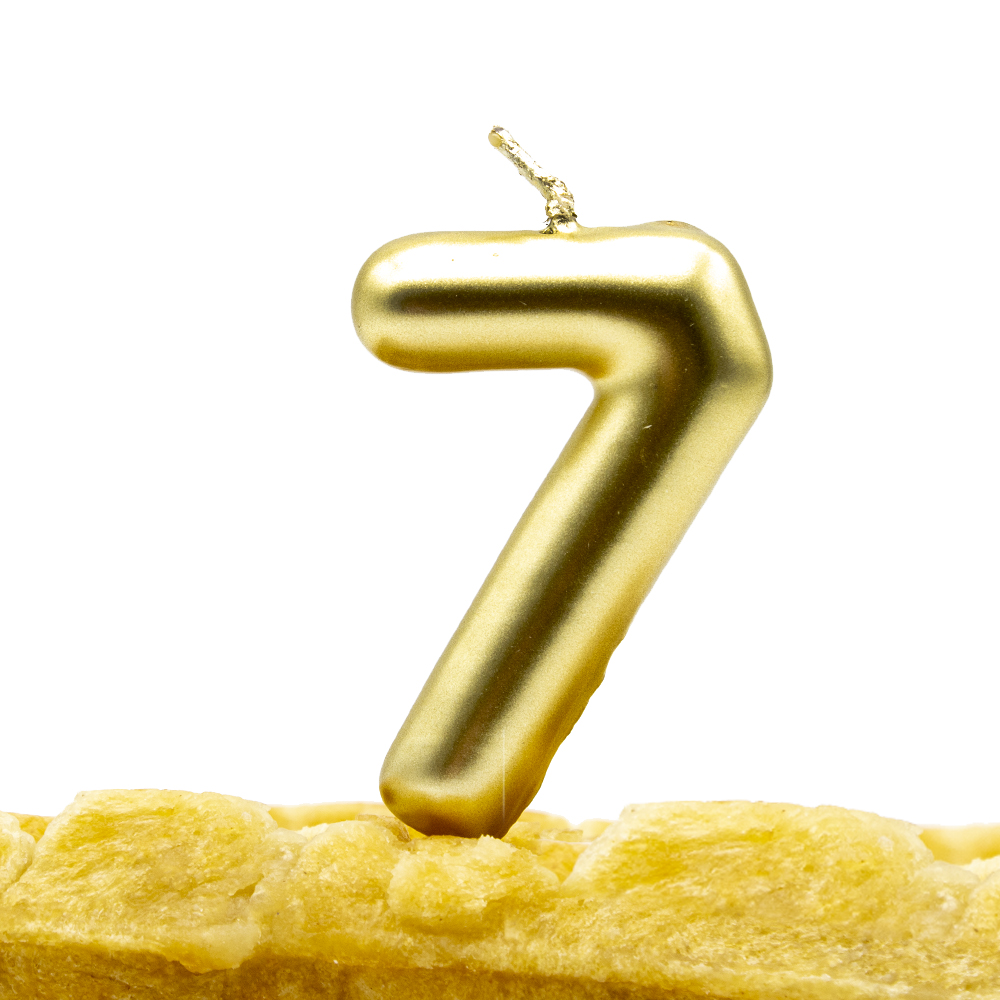 Numero 7 vela cumpleaños 6 cm Dorado