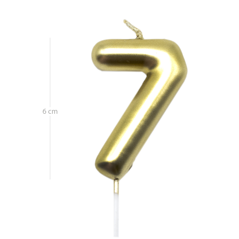 Numero 7 vela cumpleaños 6 cm Dorado