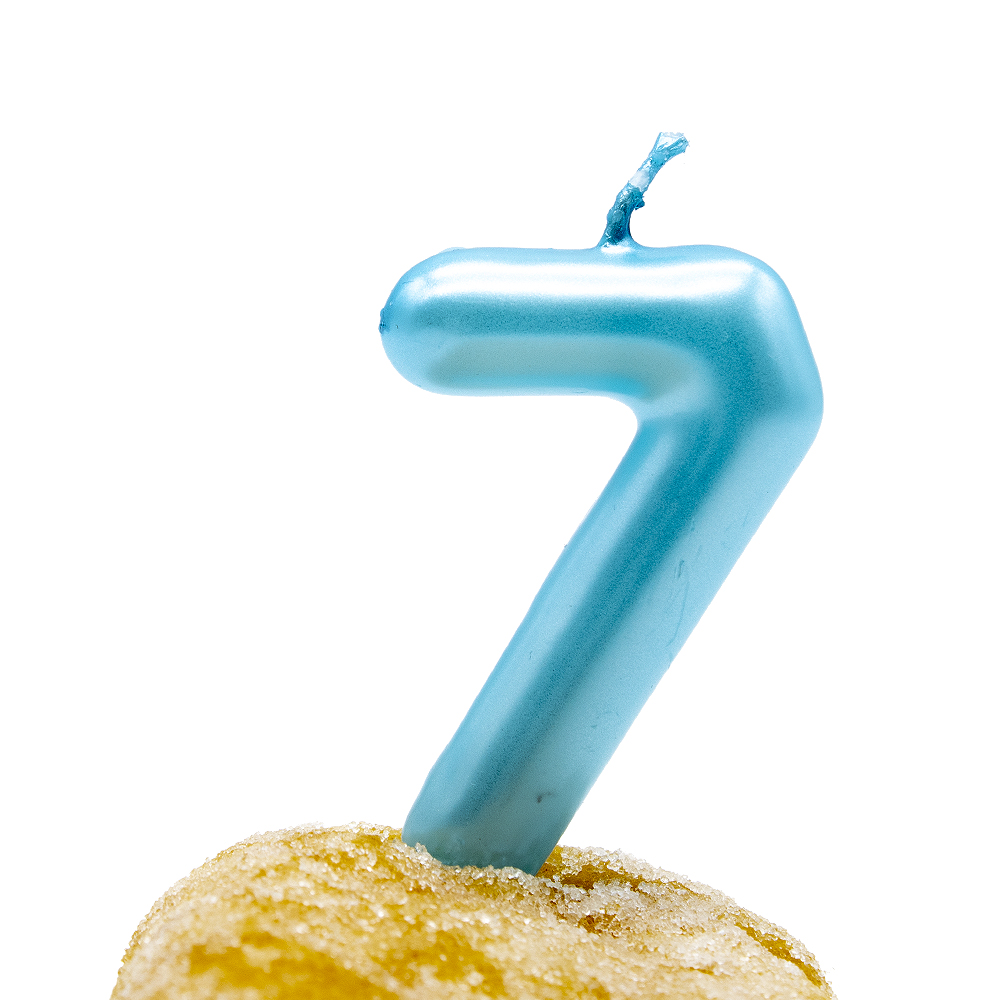 Numero 7 vela de cumpleaños 6 cm Azul claro