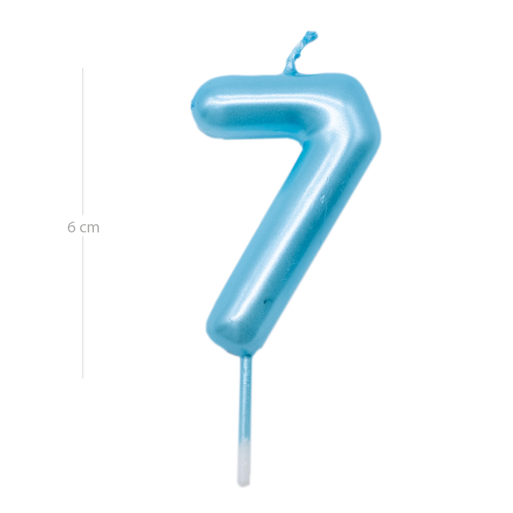 Numero 7 vela de cumpleaños 6 cm Azul claro