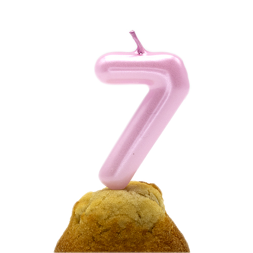 Numero 7 vela de cumpleaños 6 cm Rosa claro