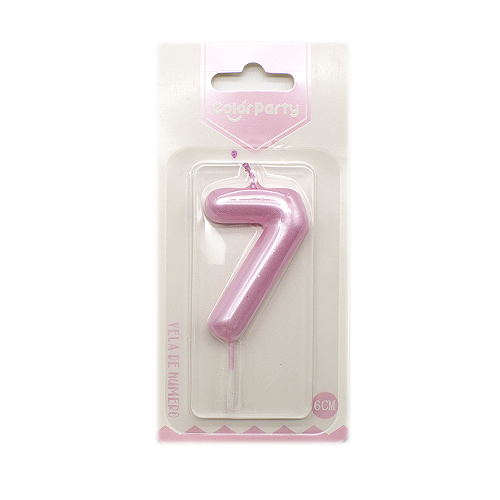 Numero 7 vela de cumpleaños 6 cm Rosa claro
