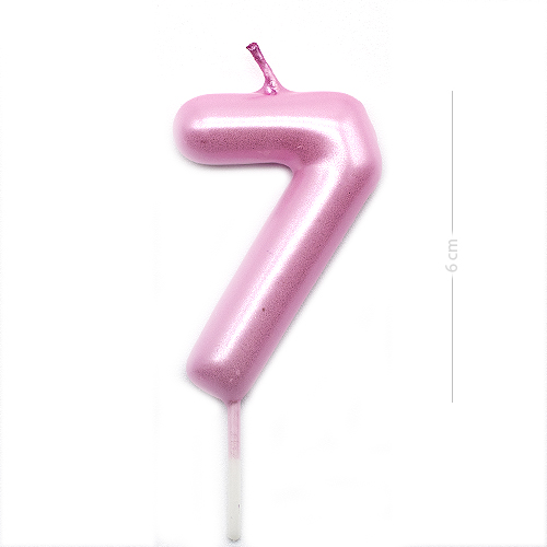 Numero 7 vela de cumpleaños 6 cm Rosa claro