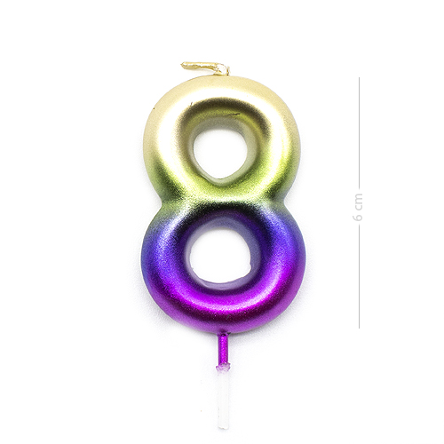 Numero 8 vela cumpleaños 6 cm Multicolor