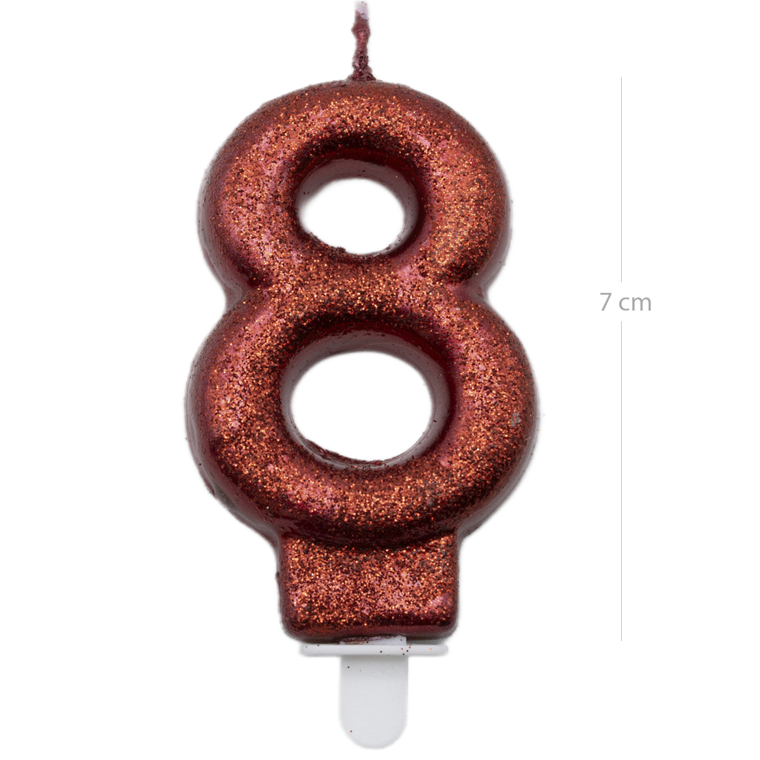 Numero 8 vela cumpleaños 7 cm Rojo