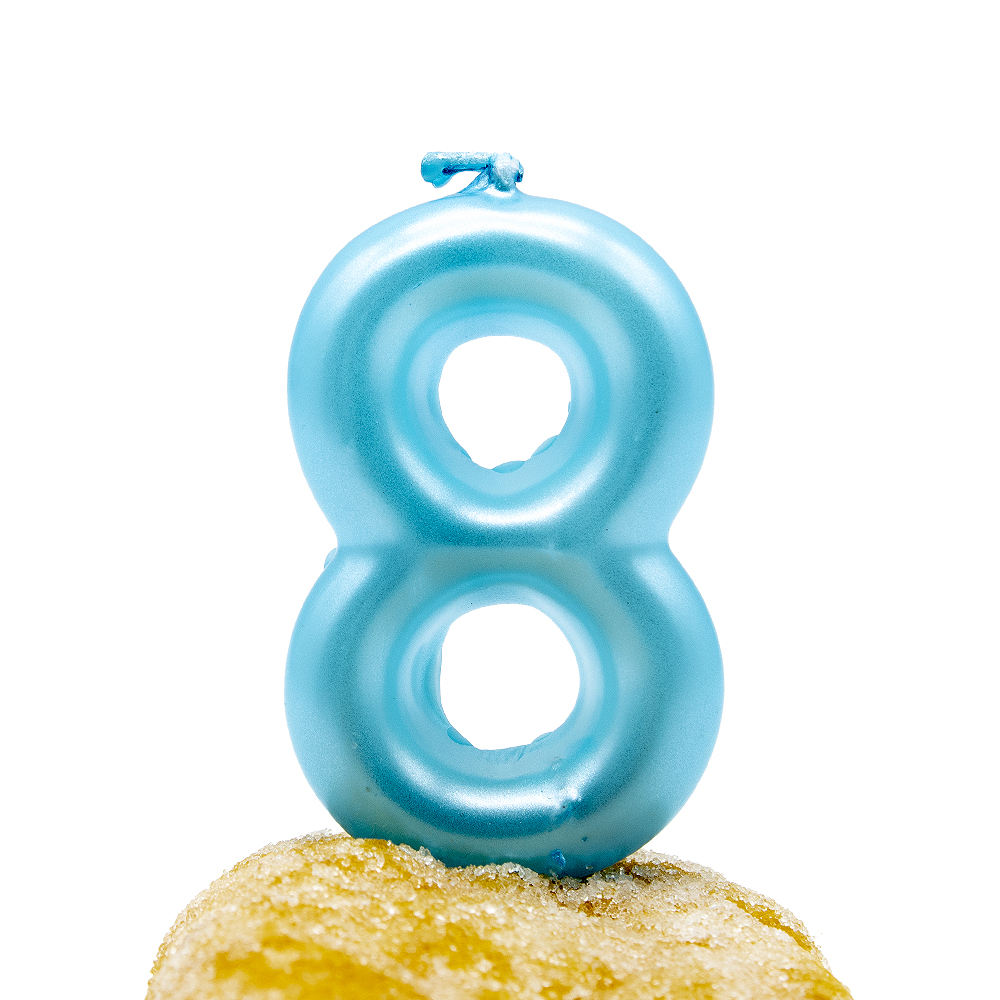 Numero 8 vela de cumpleaños 6 cm Azul claro