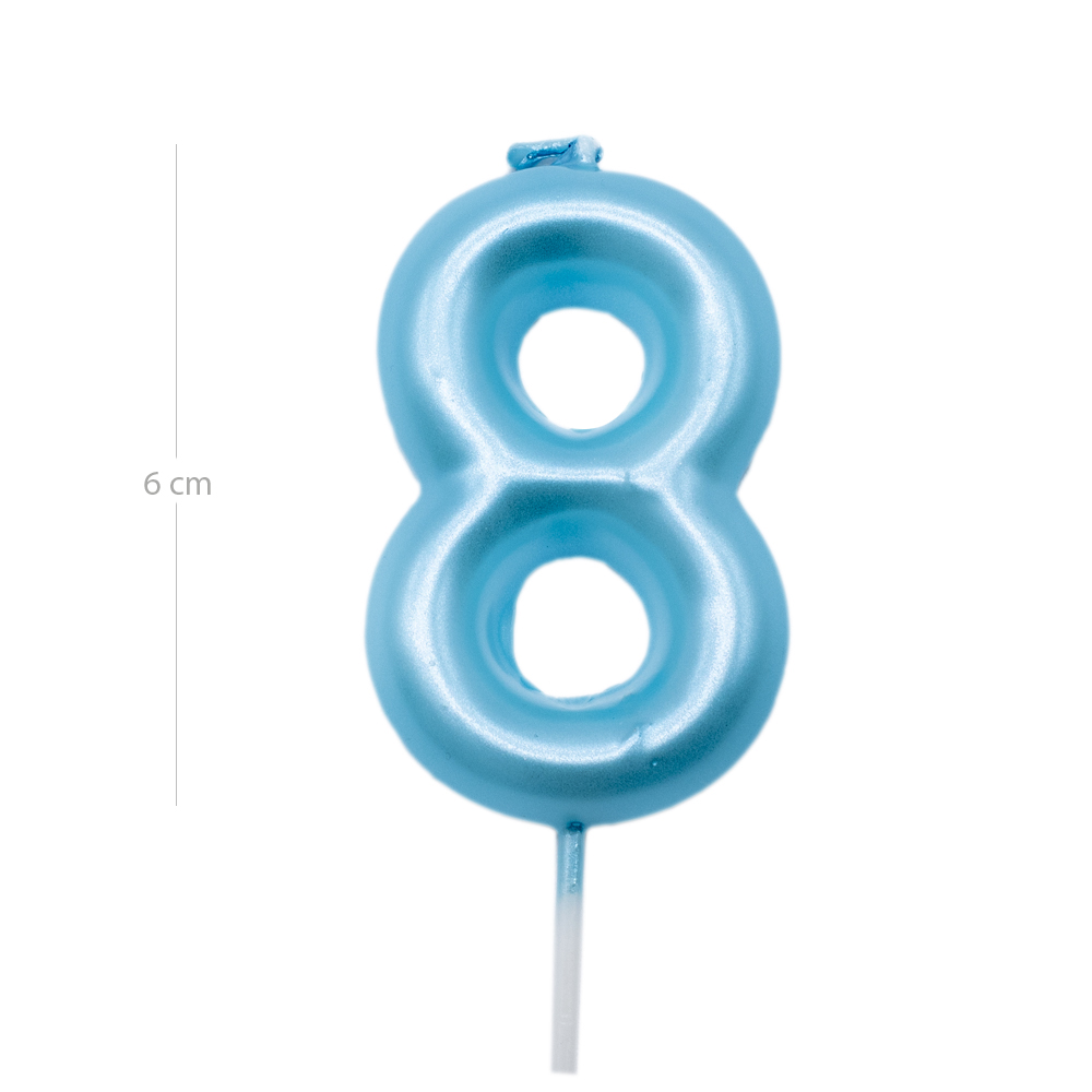 Numero 8 vela de cumpleaños 6 cm Azul claro