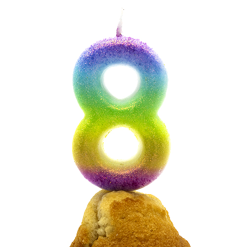 Numero 8 vela de cumpleaños 6 cm Multicolor