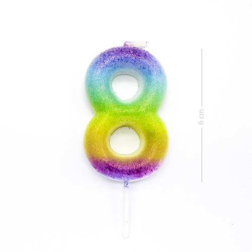 Numero 8 vela de cumpleaños 6 cm Multicolor