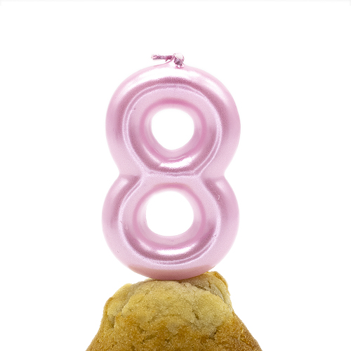 Numero 8 vela de cumpleaños 6 cm Rosa claro
