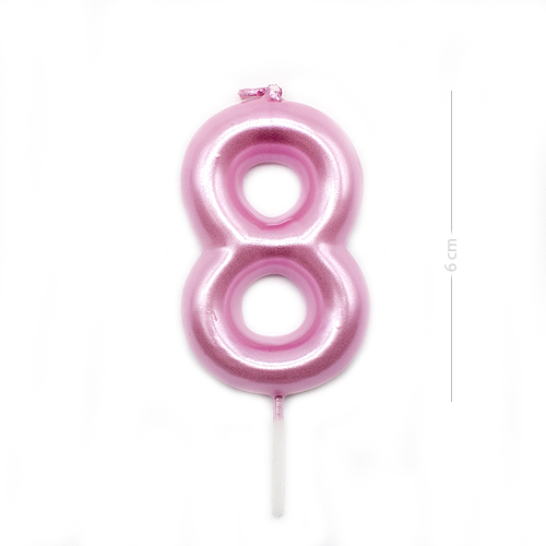 Numero 8 vela de cumpleaños 6 cm Rosa claro